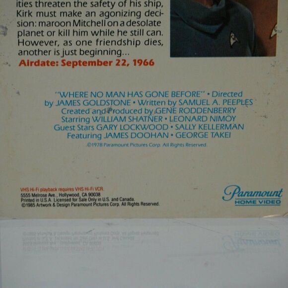 1966 Star Trek Original TV Series VHS Episode 2 Where No Man Has Gone Before - Picture 4 of 7